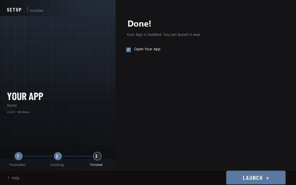 Finished launch screen