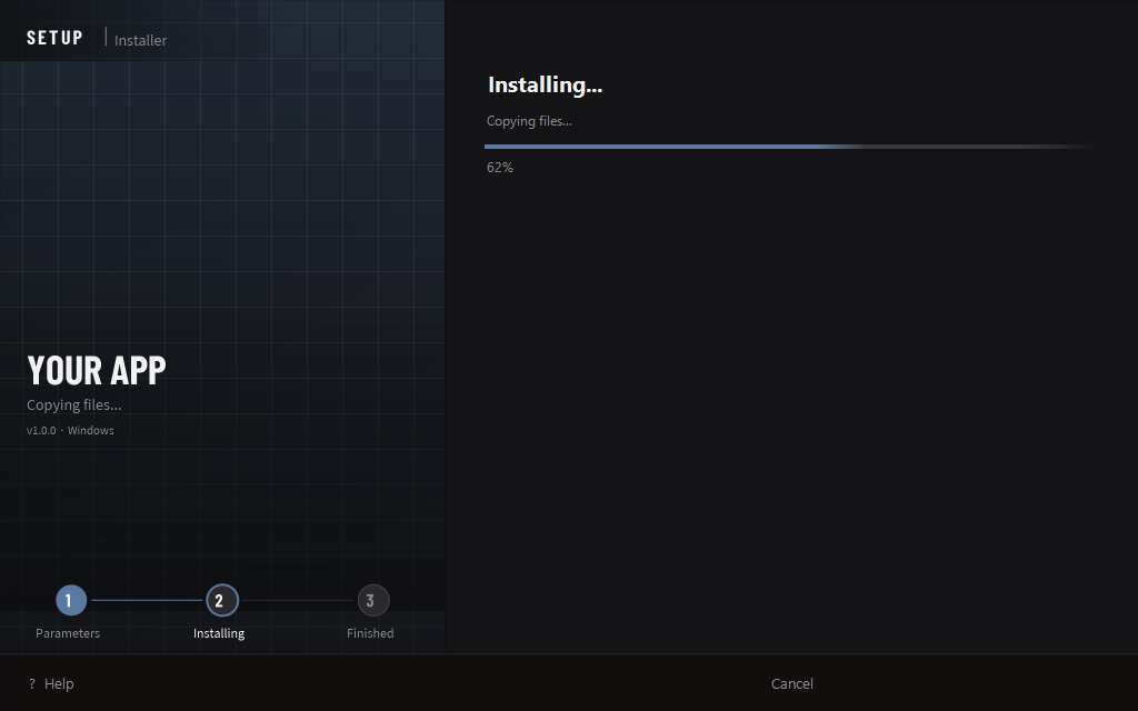 Installing progress screen